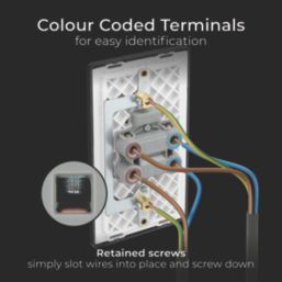 British General Evolve 45A 2-Gang 2-Pole Cooker Switch Copper with LED with Black Inserts