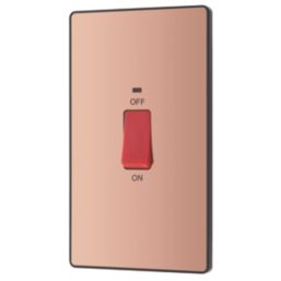 British General Evolve 45A 2-Gang 2-Pole Cooker Switch Copper with LED with Black Inserts