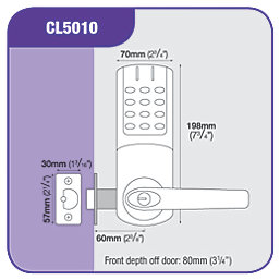 Codelocks CL5010SS Electronic Heavy Duty Push-Button Lock Tubular Latch