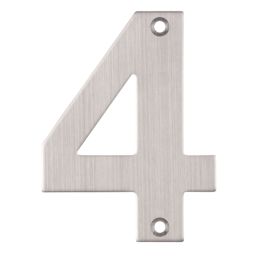 Eclipse Door Numeral 4 Satin Stainless Steel 102mm