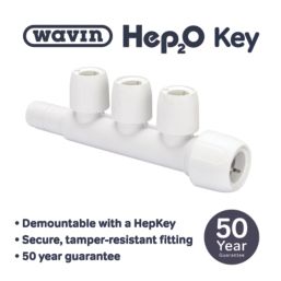 Hep2O  Plastic Push-Fit Reducing 3 Port Closed Spigot Manifold 22mm x 15mm