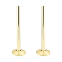 ETAL Danva 15mm x 1/2" Brushed Brass Straight & L/S Modern Thermostatic Radiator Valve & Lockshield