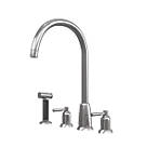 ETAL Cuthbert  Dual Lever 4-Hole Kitchen Tap with Rinse Brushed Nickel