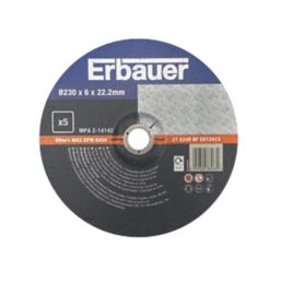 Erbauer  Metal Grinding Discs 230mm (9") x 22.2mm 5 Pack