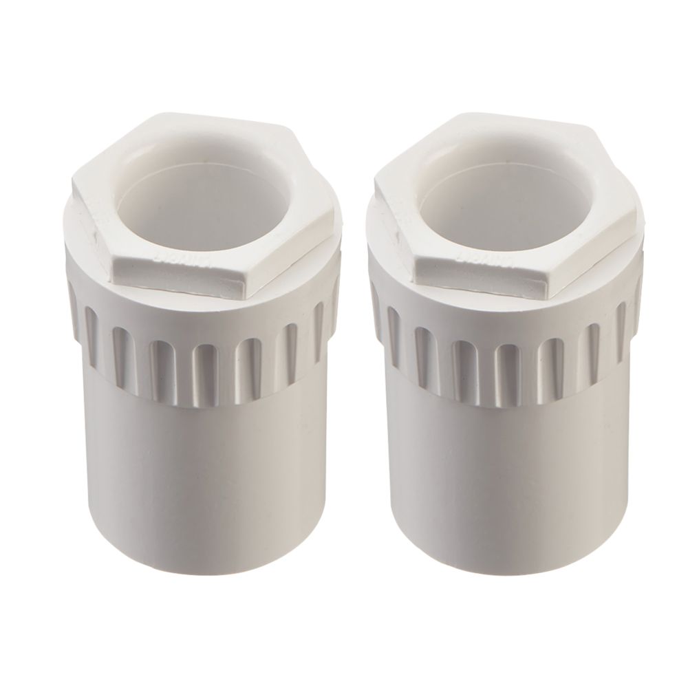 Deta TTE Female Conduit Adaptors 20mm White 2 Pack Screwfix
