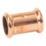 Flomasta  Copper Press-Fit Equal M-Profile Straight Couplers 22mm 10 Pack