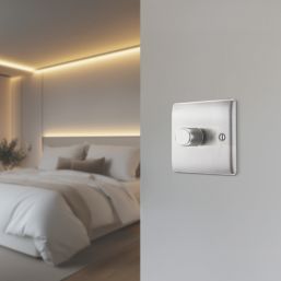 British General Nexus Metal 1-Gang 2-Way LED Dimmer Switch  Brushed Steel