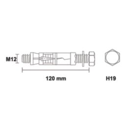 Easyfix Bolt Head Shield Anchors M12 x 120mm 5 Pack