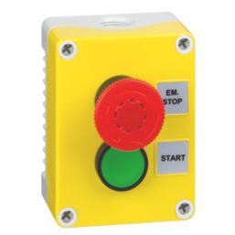 Hylec 1DE.02.01AG-SF Double Pole Flush & Mushroom Head Push-Button Isolator Switch NO/NC