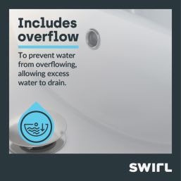 Swirl Enz Wall-Mounted Basin 1 Tap Hole 555mm