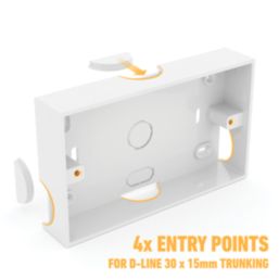 D-Line TSB28W/2 2-Gang Surface Pattress  Box 28mm 2 Pack