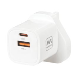 Masterplug 2-Outlet Type A & C Plug-In USB Charger White 3.6A