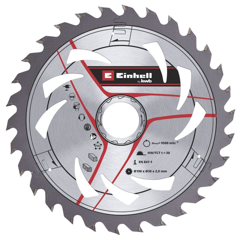 Einhell Wood/Plastic TCT Circular Saw Blade 190mm x 30mm 30T Screwfix