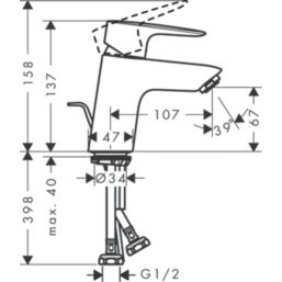 Hansgrohe MySport M Chrome 137mm Cloakroom Lever Mono Basin Mixer Tap  With Pop-Up Waste