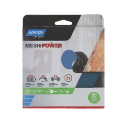 Norton   80 Grit Mesh Wood, Plaster, Plasterboard & Paint Sanding Discs 150mm 5 Pack
