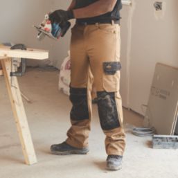 Site Coppell Work Trousers Tan/Black 34" W 32" L