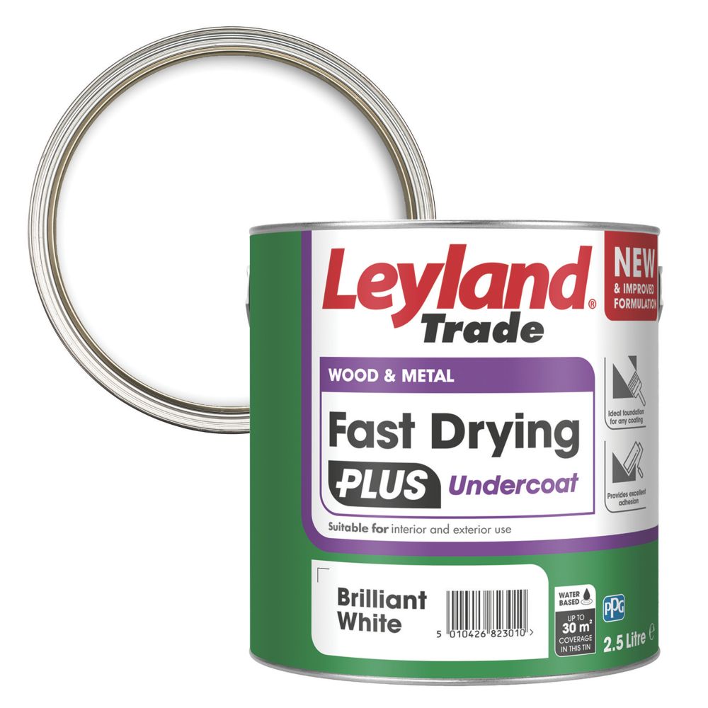 Leyland Trade 2.5Ltr Brilliant White Matt Wood & Metal Undercoat - Screwfix