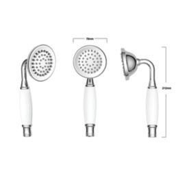 Triton Traditional Shower Head Chrome/White 78mm x 212mm