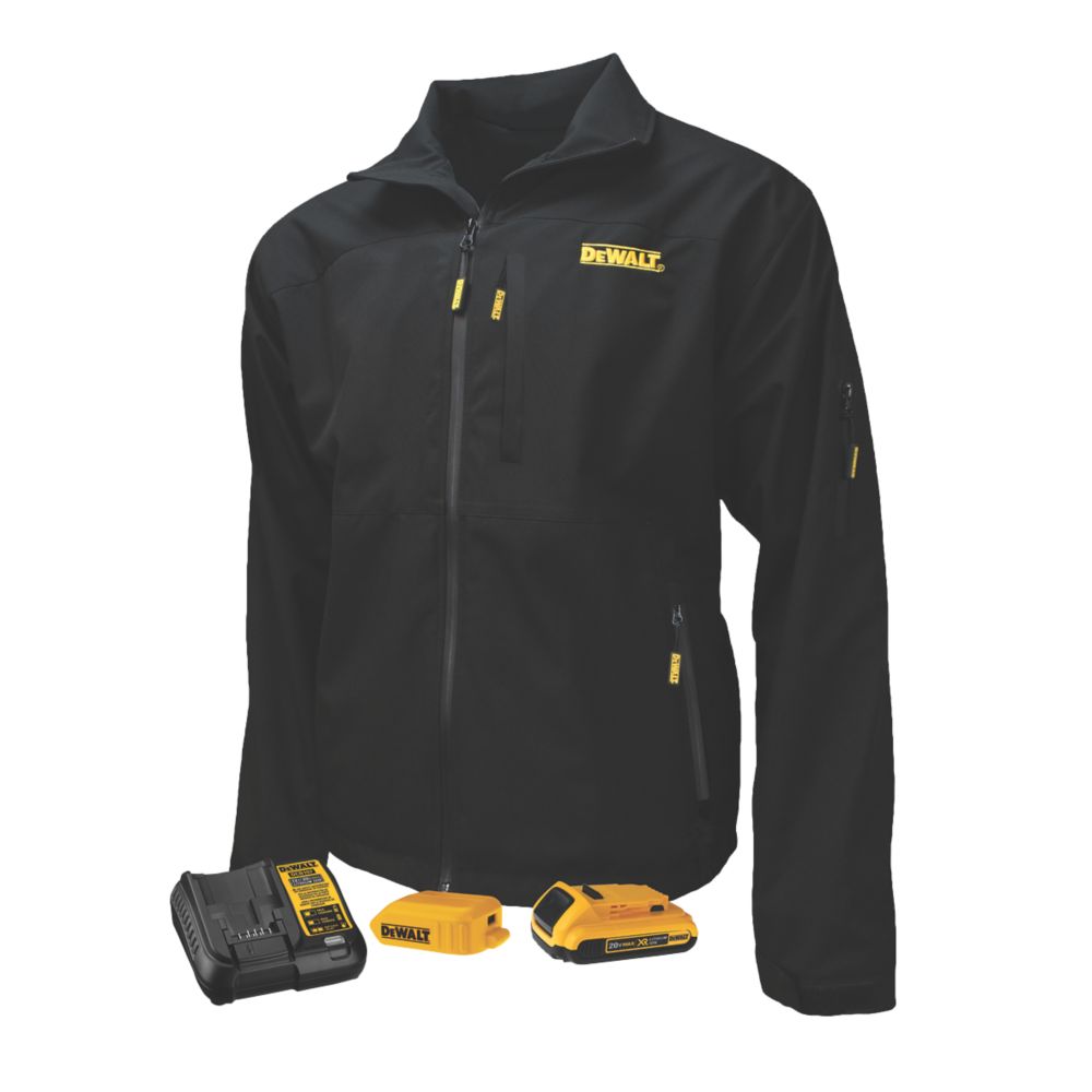 DeWalt DCHJ090BD1 18V Li Ion XR Heated Softshell Jacket Black Large 42 44 Chest Screwfix