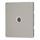 Contactum Lyric 1-Gang Female Coaxial TV Socket Brushed Steel with White Inserts