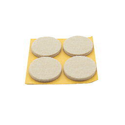 Beige Round Self-Adhesive Felt Pads 35mm x 35mm 80 Pack