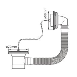 Flomasta Bath Waste with Plug & Chain Chrome-Plated 16 1/4"
