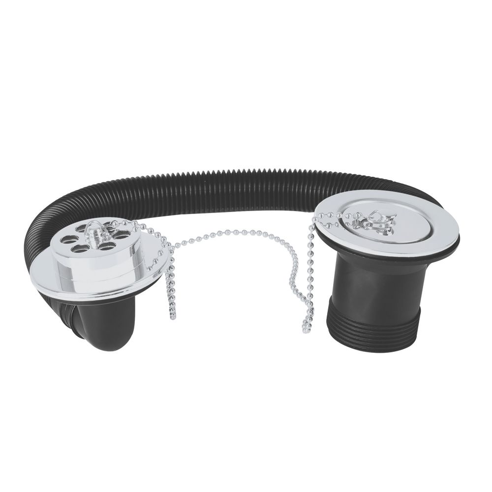 Flomasta Bath Waste with Plug & Chain Chrome-Plated 16 1/4