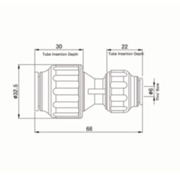 Flomasta  Plastic Push-Fit Reducing Coupler 15mm x 10mm