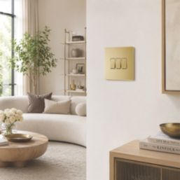 LAP  20A 3-Gang 2-Way Light Switch  Satin Brass with Black Inserts