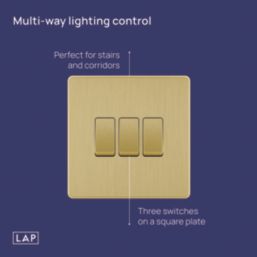 LAP  20A 3-Gang 2-Way Light Switch  Satin Brass with Black Inserts