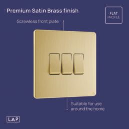 LAP  20A 3-Gang 2-Way Light Switch  Satin Brass with Black Inserts