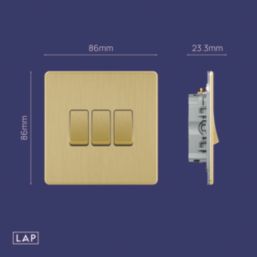 LAP  20A 3-Gang 2-Way Light Switch  Satin Brass with Black Inserts