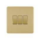 LAP  20A 3-Gang 2-Way Light Switch  Satin Brass with Black Inserts