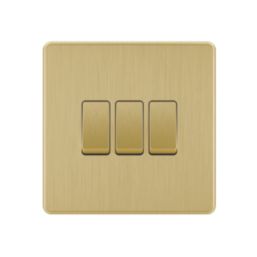LAP  20A 3-Gang 2-Way Light Switch  Satin Brass with Black Inserts