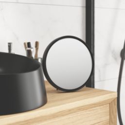 Elland Bathroom Magnifying Mirror Black 200mm x 54mm x 200mm
