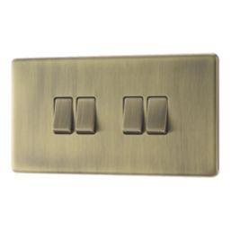 LAP  20A 16AX 4-Gang 2-Way Switch  Antique Brass with Colour-Matched Inserts