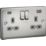 Knightsbridge  13A 2-Gang SP Switched Socket + 4.0A 20W 2-Outlet Type A & C USB Charger Brushed Chrome with Grey Inserts