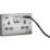 Knightsbridge  13A 2-Gang SP Switched Socket + 4.0A 20W 2-Outlet Type A & C USB Charger Brushed Chrome with Grey Inserts