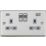Knightsbridge  13A 2-Gang SP Switched Socket + 4.0A 20W 2-Outlet Type A & C USB Charger Brushed Chrome with Grey Inserts
