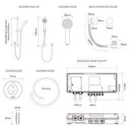 Aqualisa Smart Link Gravity-Pumped Rear-Fed Chrome Thermostatic Dual Outlet Concealed Smart Shower with Bath Filler & Adjustable Head