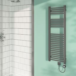 Flomasta 1200mm x 400mm 1364BTU Black Flat Electric Towel Radiator