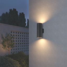 Calex Pavia Outdoor Up & Down Wall Light With Microwave Sensor Black