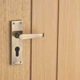 Designer Levers Victorian Fire Rated Long Straight Lever Euro Lock Door Handle Pair Antique Brass