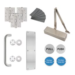 Eclipse 24700 Fire Rated Commercial Heavy Duty Door Pack Set Satin Stainless Steel