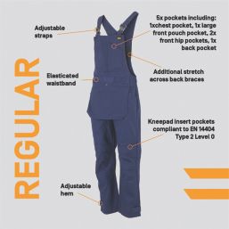 Site Stoian Bib & Brace Navy Large 34" W 32" L