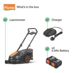 Flymo UltraMow Duo 460 36V 2 x 4.0Ah Li-Ion Power for All Brushless Cordless 46cm Lawn Mower