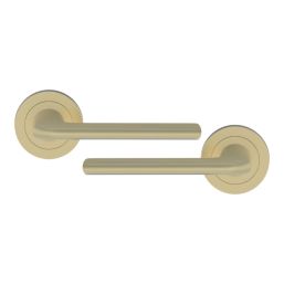 Cooke & Lewis Izenah Lever on Rose Door Handles Pair Brushed Brass