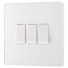 British General Evolve 20A 16AX 3-Gang 2-Way Light Switch  Pearlescent White with White Inserts