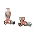 ETAL Danva Copper Corner Thermostatic TRV & Lockshield  15mm x 1/2"