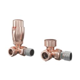 ETAL Danva 15mm x 1/2" Copper Corner Modern Thermostatic Radiator Valve & Lockshield